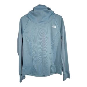 The North Face Blue Knit Cowl Neck Hoodie Pockets Light Weight Large
